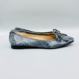 Sam Edelman Womens 9 Blue Leather Snake Print Ballet Flats Casual Slip On Shoes